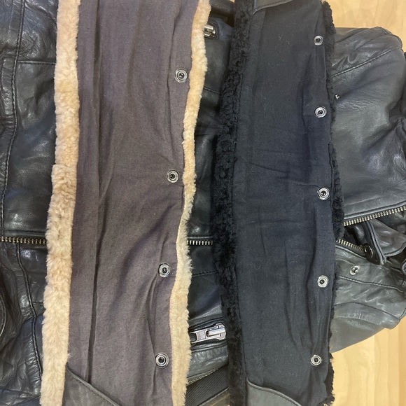 Muubaa shearling aviator biker jacket real sheepskin lamb leather size 6 black - Picture 12 of 13